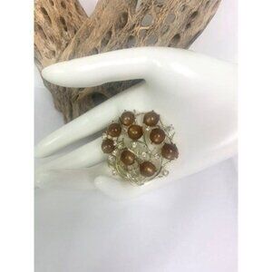 Vintage Coro Moon Glow Rhinestone Brooch Marked